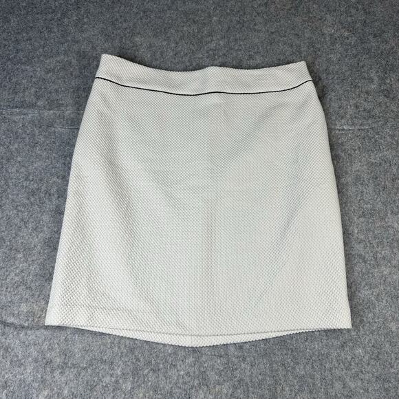 White House Black Market Skirt Womens 10 Pearl Dust Tan Woven Contrast Boot - Picture 1 of 9